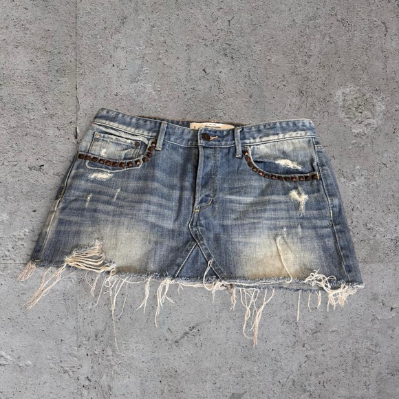 Abercrombie & Fitch Denim Studded Mini Skirt - Picture 2 of 7